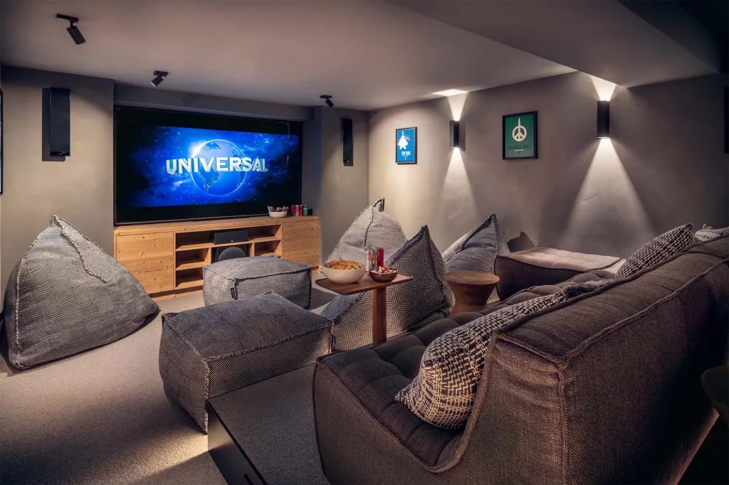 Interior cinema room in Chalet Harmony